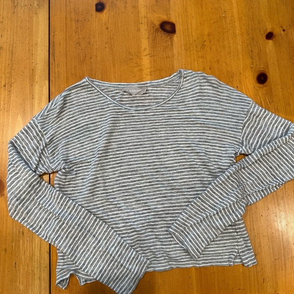 Everlane Striped Long Sleeve Top 100% Linen - Picture 1 of 3